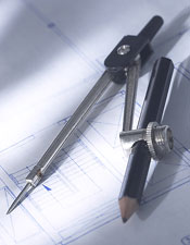 compass on blueprints