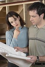couple looking at plans wr