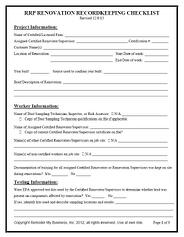 EPA RRP Renovation Checklist
