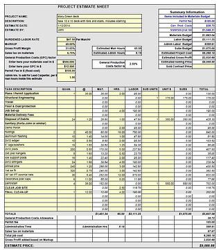McCadden's new estimate template